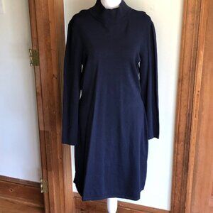 RALPH LAUREN Navy Mock Turtleneck Long Sleeve Dress Large BOGO